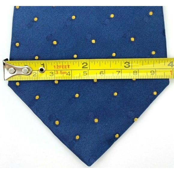 DOLCE & GABBANA Tie Blue Yellow Micro Polka Dots 100% Silk Pin Up Girl Necktie - Picture 11 of 12